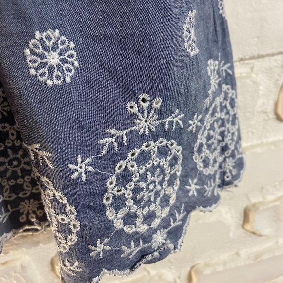 3/$15 Embroidered Linen Dress with Key-hole Back - Picture 5 of 9